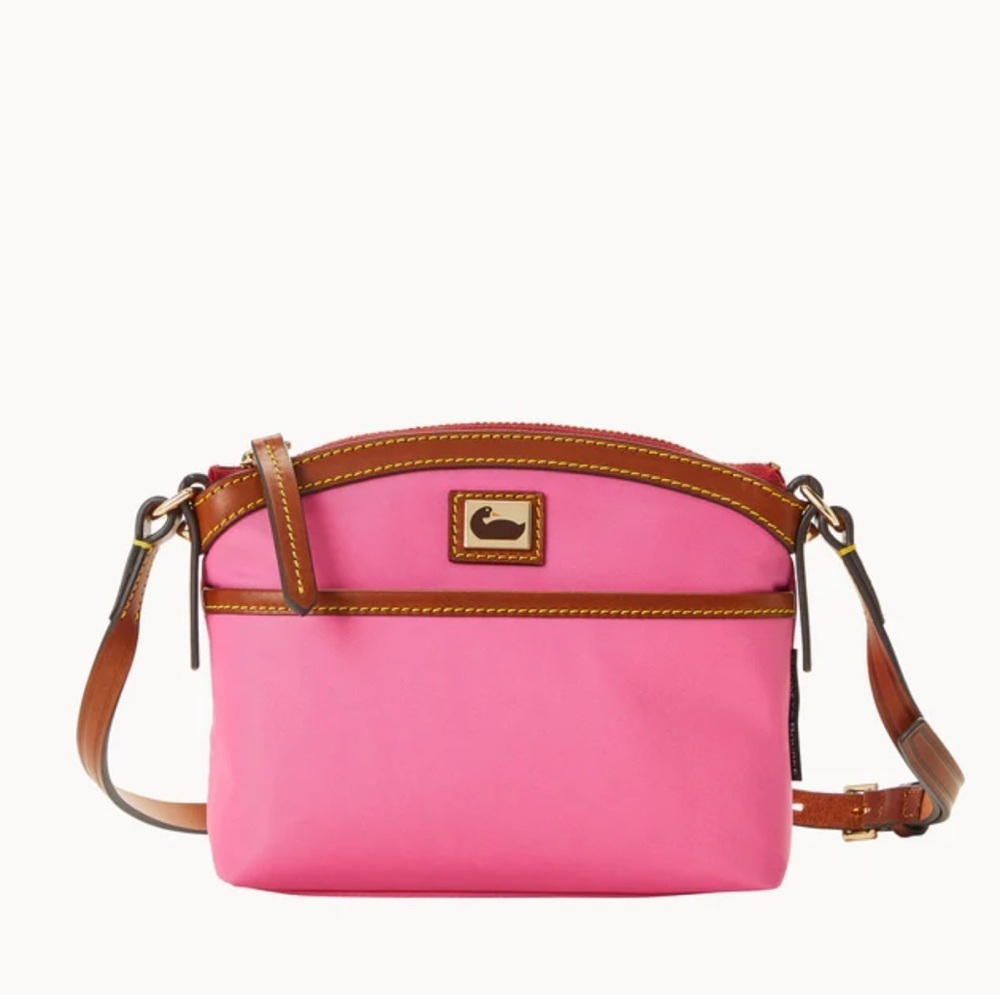 Dooney & Bourke Wayfarer Domed Cross Body Purse Handbag Small Bright Pink Nylon